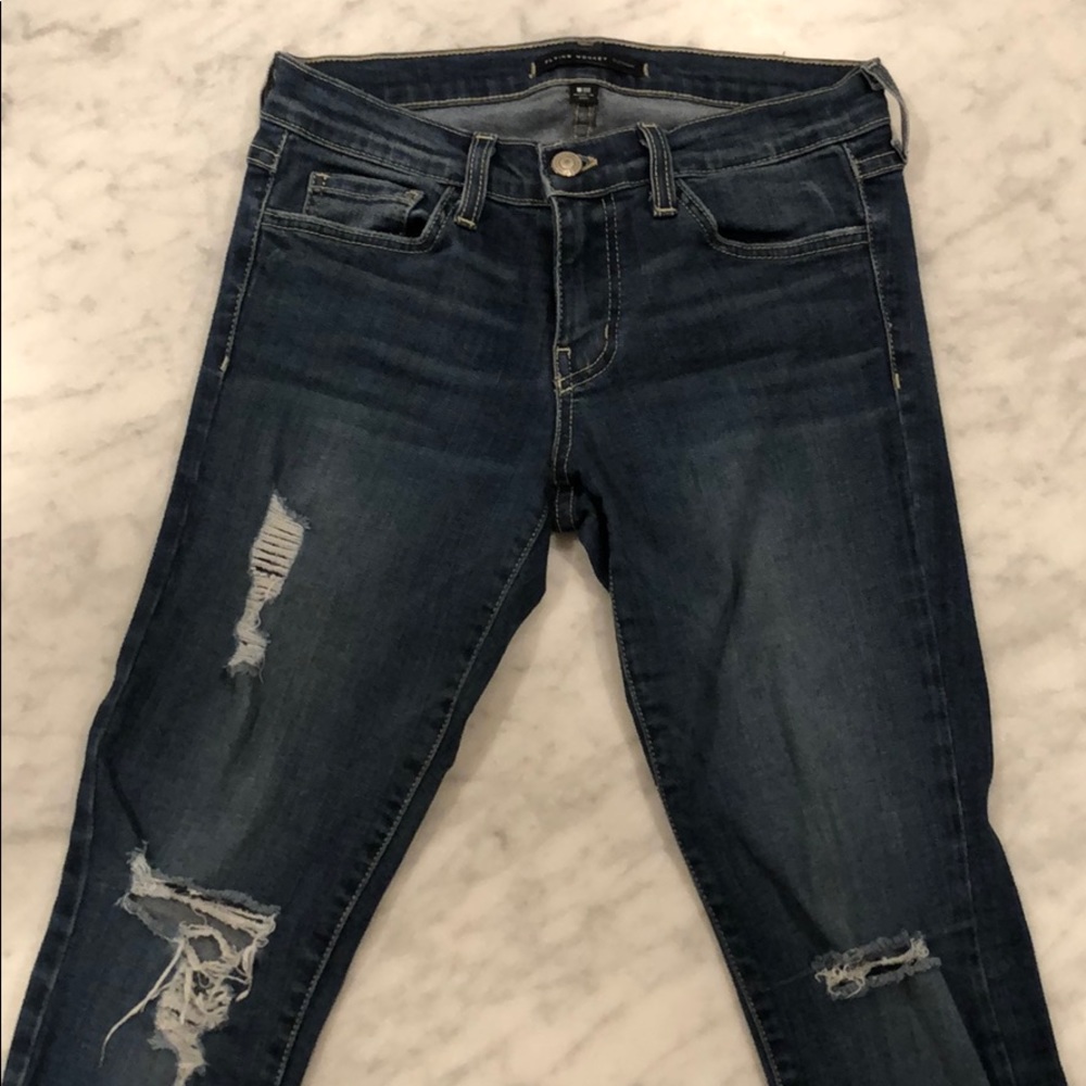 Dark stretchy distressed jeans!